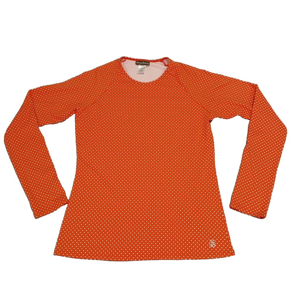 Tommy Bahama Womens  Rugby‎ Dot Rash Guard SwimShirt Long Sleeves Orange Size M